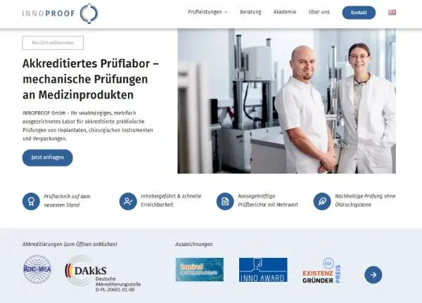 Innorpoof Prüflabor für mechanische Prüfungen an Medizinprodukten